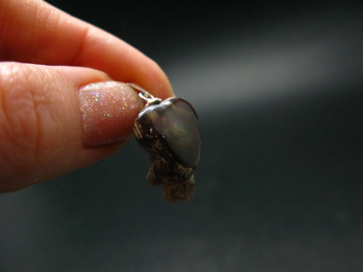 Fire Agate Silver Pendant From Mexico - 1.0" - 3.0 Grams