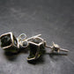 Natural Moldavite Tektite Raw Stud Earrings In Sterling Silver From Czech Republic - 2.10 Grams