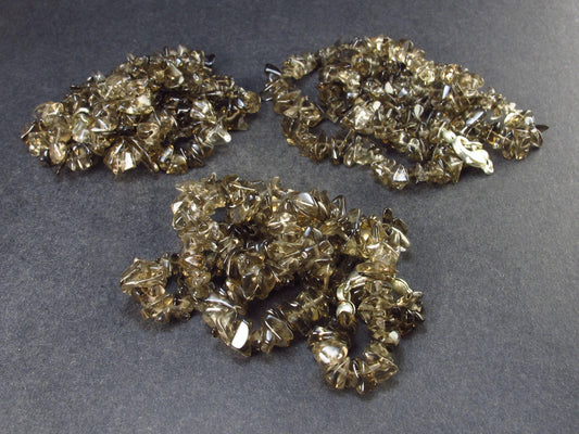 Lot of 3 Natural Tumbled Beads Smoky Quartz Necklaces from Brazil - 18"