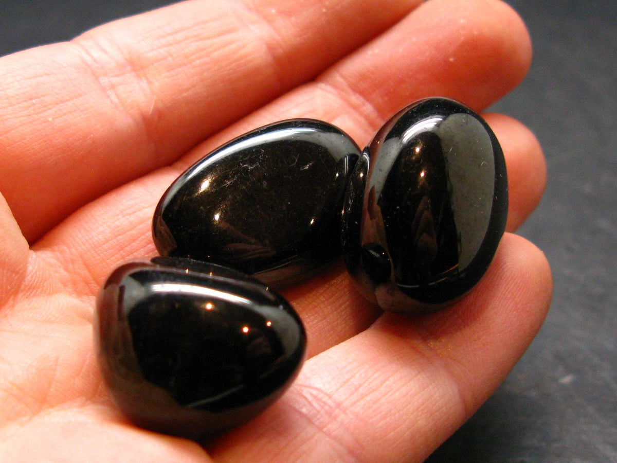 Lot Of 3 Whitby Jet Genuine Tumbled Stones From UK - 13.0 Grams