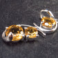 Three Genuine Faceted Golden Yellow Citrine Crystals 925 Silver Pendant From Brazil - 1.4" - 4.13 Grams