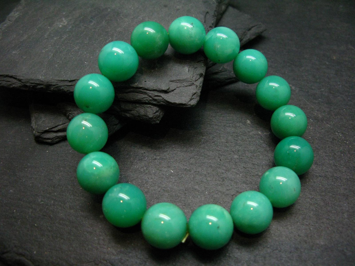 AAA Grade Chrysoprase Genuine Bracelet ~ 7 Inches ~ 14mm Round Beads
