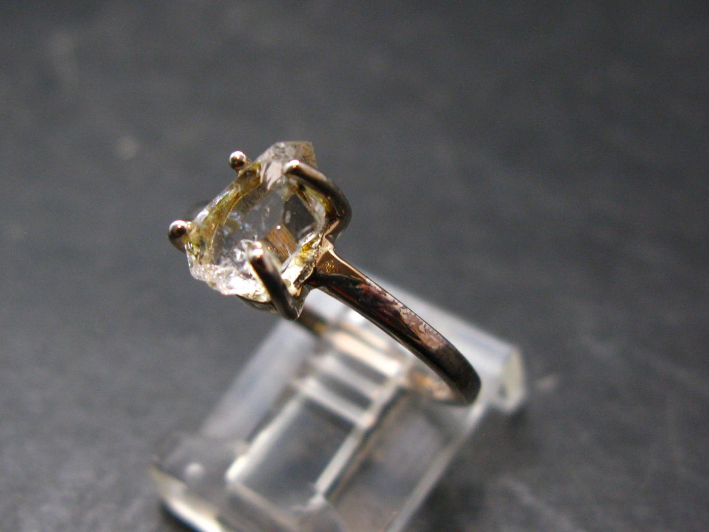 Fine Clear Natural Herkimer Diamond Silver Ring From New York - Size 8 - 2.02 Grams
