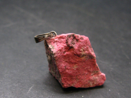 Rosaline Zoisite!! Rare Raw Deep Pink Thulite Silver Pendant From Norway - 1.2"