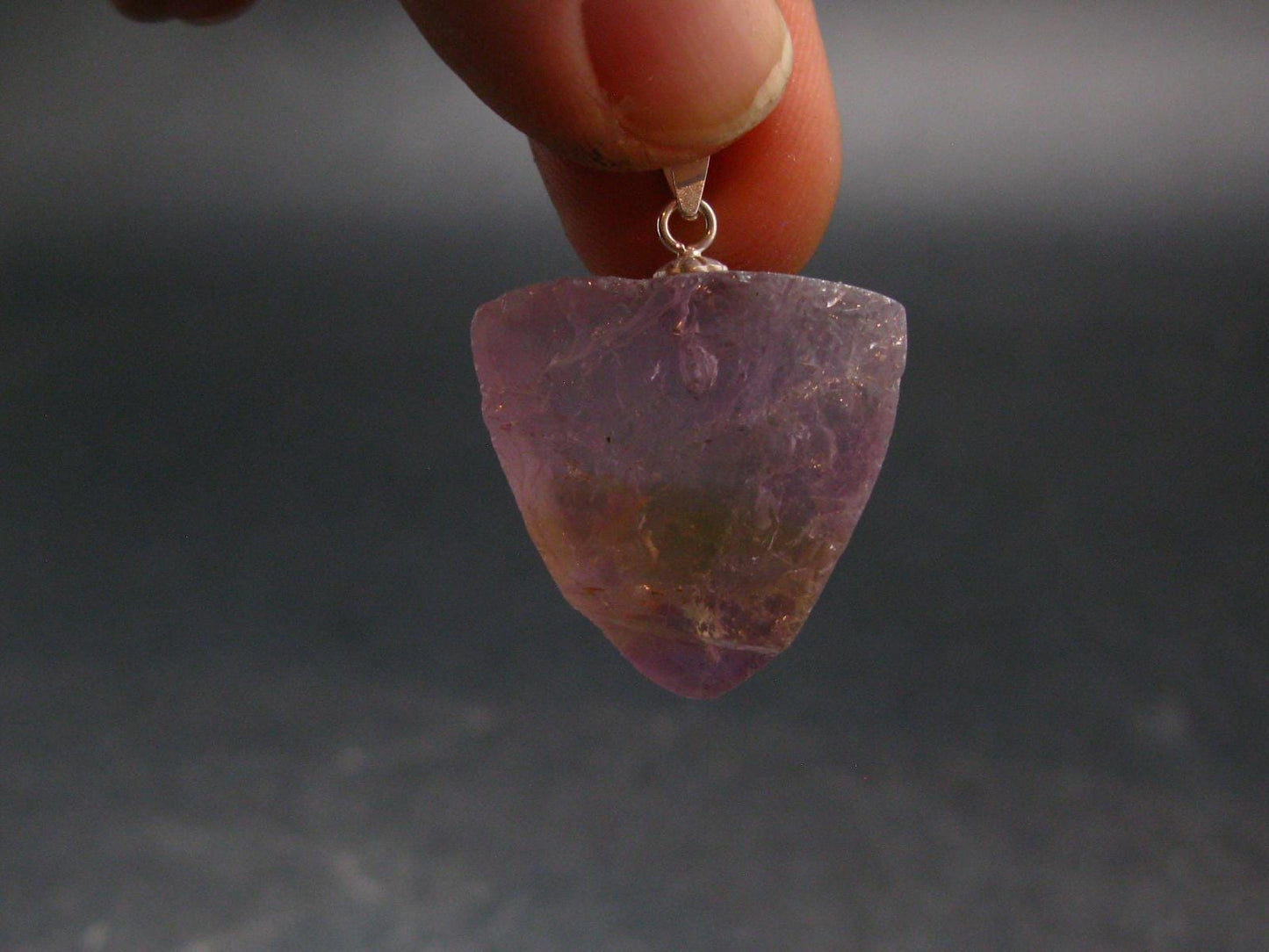 Stunning Natural Gem Ametrine Crystal Silver Pendant From Bolivia - 1.1" - 5.16 Grams