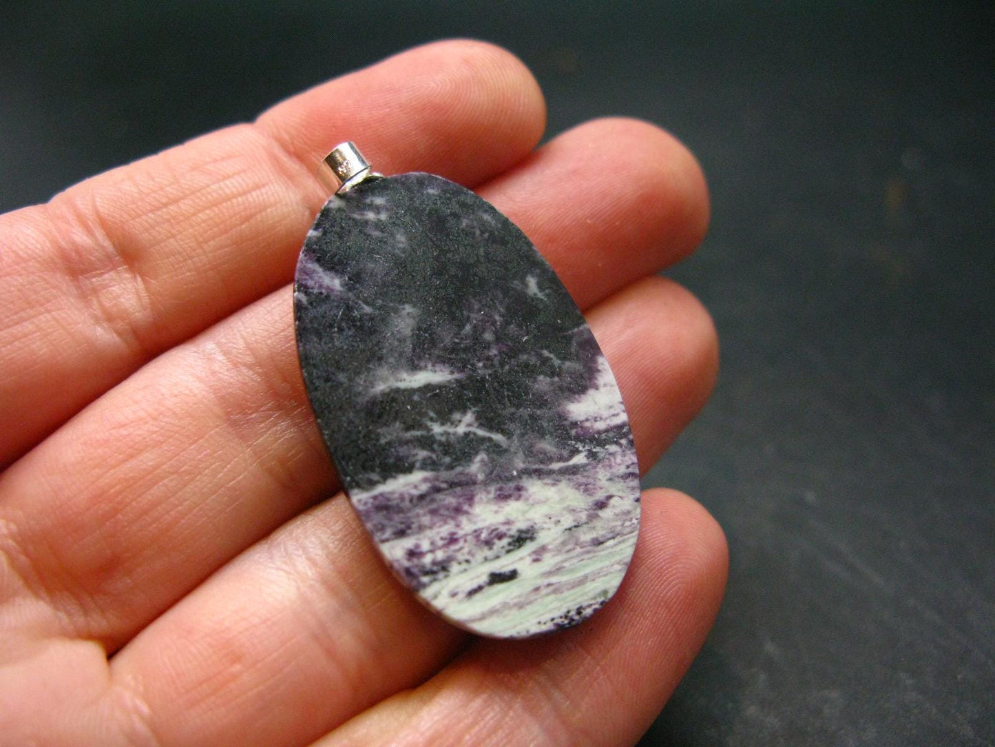 Raw Violet Kämmererite Kammererite Chrome Clinochlore Silver Pendant from Turkey - 1.6"