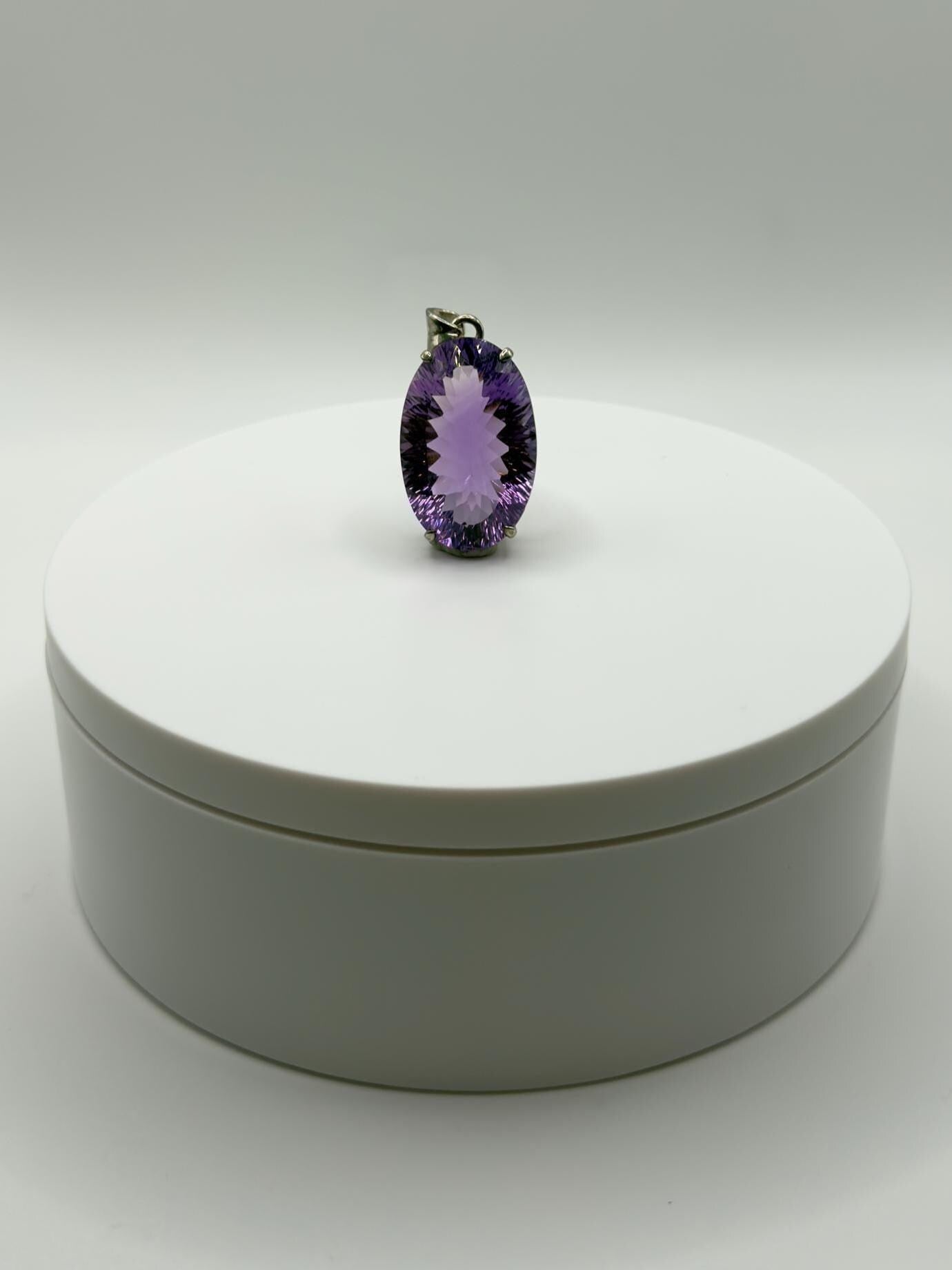 Large Faceted Amethyst Pendant – Solar Sparkle in Violet - 12.11 Grams