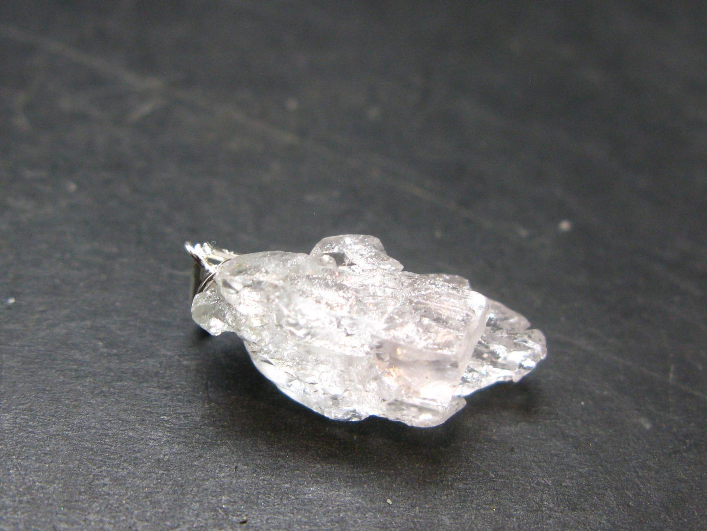Goshenite Beryl Crystal 925 Silver Pendant From Brazil - 1.1" - 2.48 Grams
