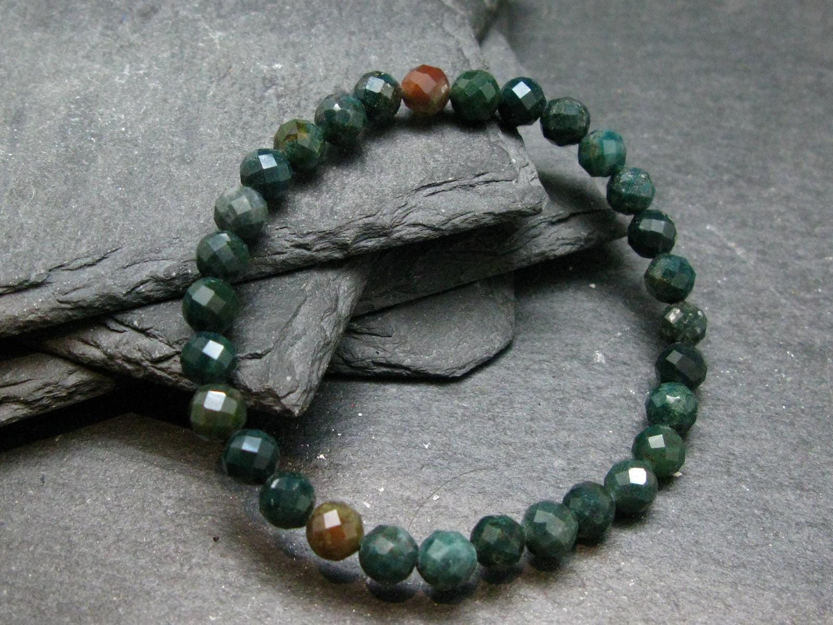 Bloodstone Genuine Bracelet ~ 7 Inches ~ 6mm Facetted Beads