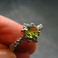 Natural Faceted Peridot Olivine Sterling Silver Ring - 3.10 Grams - Size 6.5