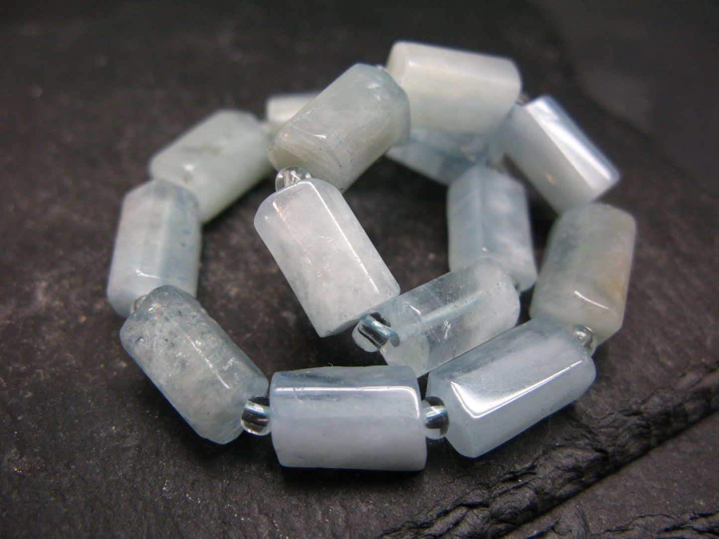 Aquamarine Genuine Bracelet ~ 7 Inches ~ 12mm Tumbled Beads