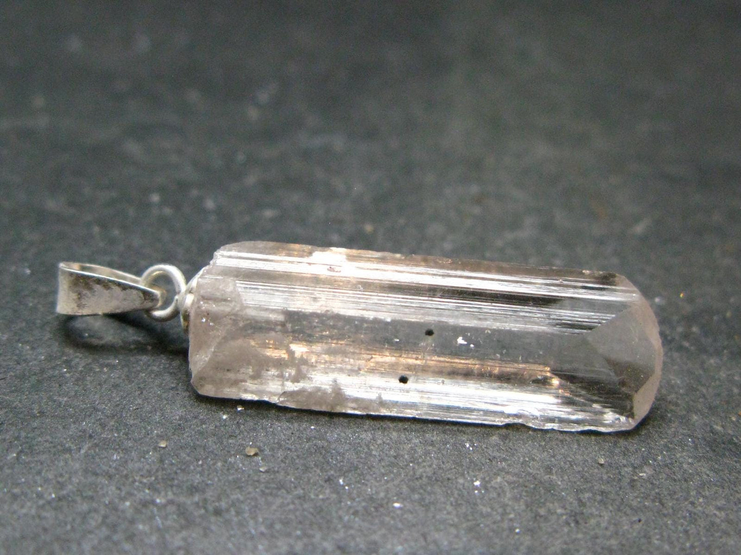 Nice Terminated Danburite Crystal Silver Pendant from Russia - 1.2" - 1.75 Grams
