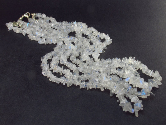 Chandrakanta Moonstone!! Set of Three Natural Glow from Inside Moonstone Free Form Bead Necklace - 18" Each