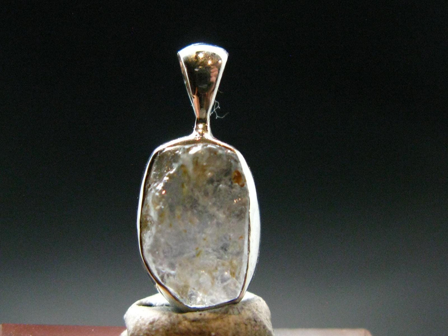 Gray Herderite Silver Pendant from Africa - 0.7" - 1.16 Grams
