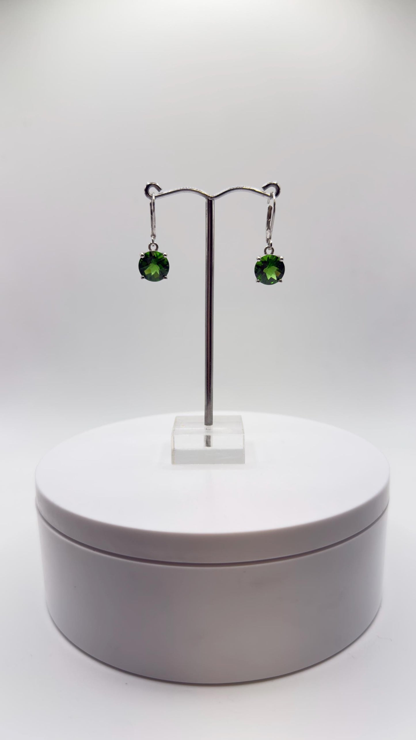 Green Helenite Cushion Cut Earrings – Sterling Silver Gemstone Dangle Earrings