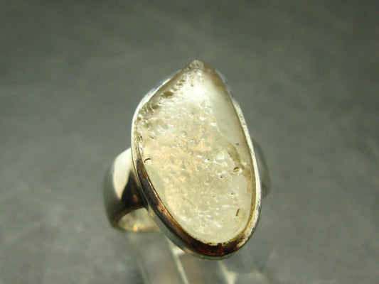 Natural Gem Raw Libyan Desert Glass Tektite Sterling Silver Ring from Libya - Size 9 - 8.96 Grams