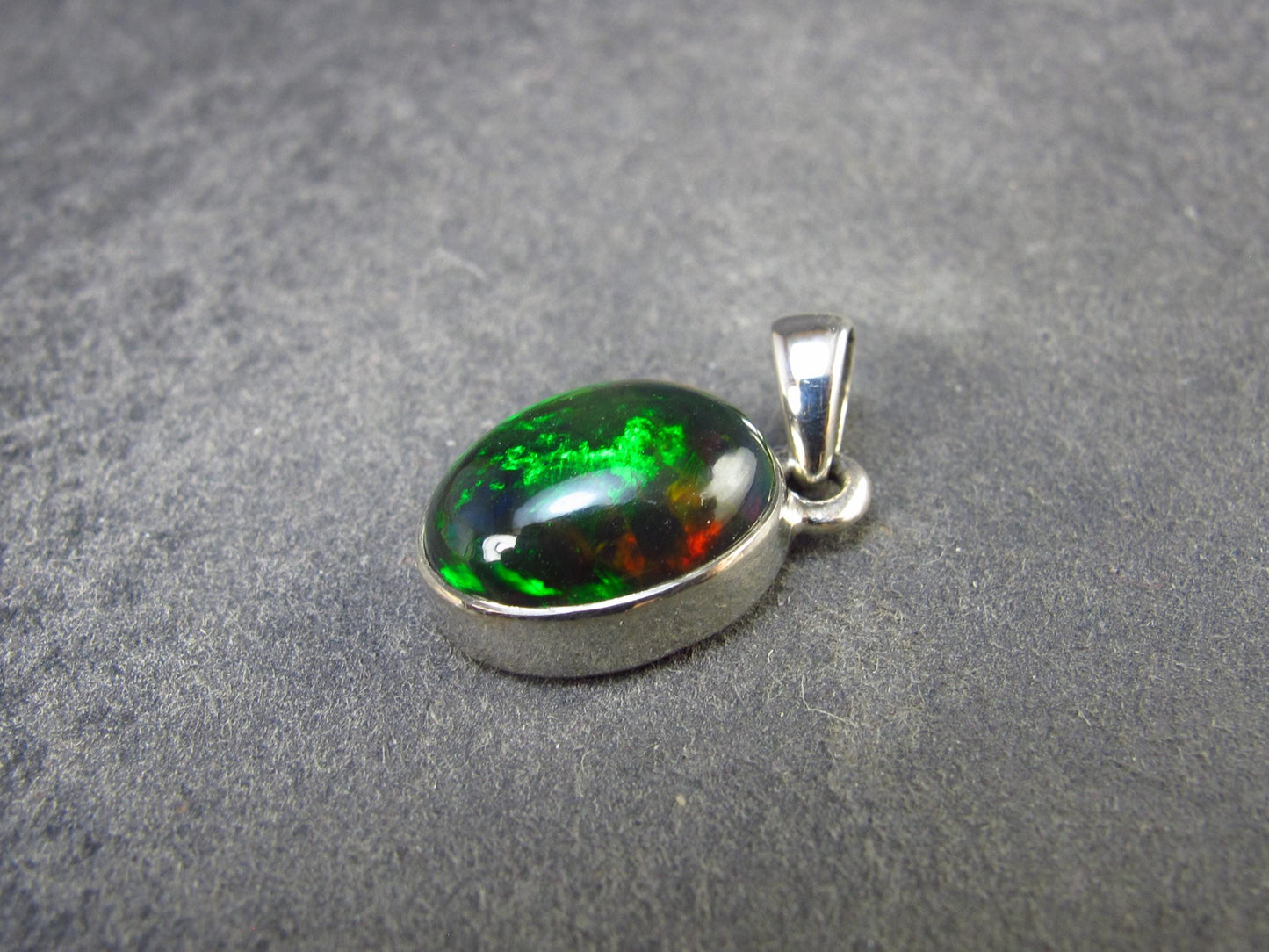 Rare Black Opal Sterling Silver Pendant from Australia - 0.7" - 1.65 Grams