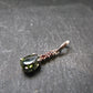 Moldavite Tektite & Red Garnet Silver Pendant from Czech Republic - 0.9"