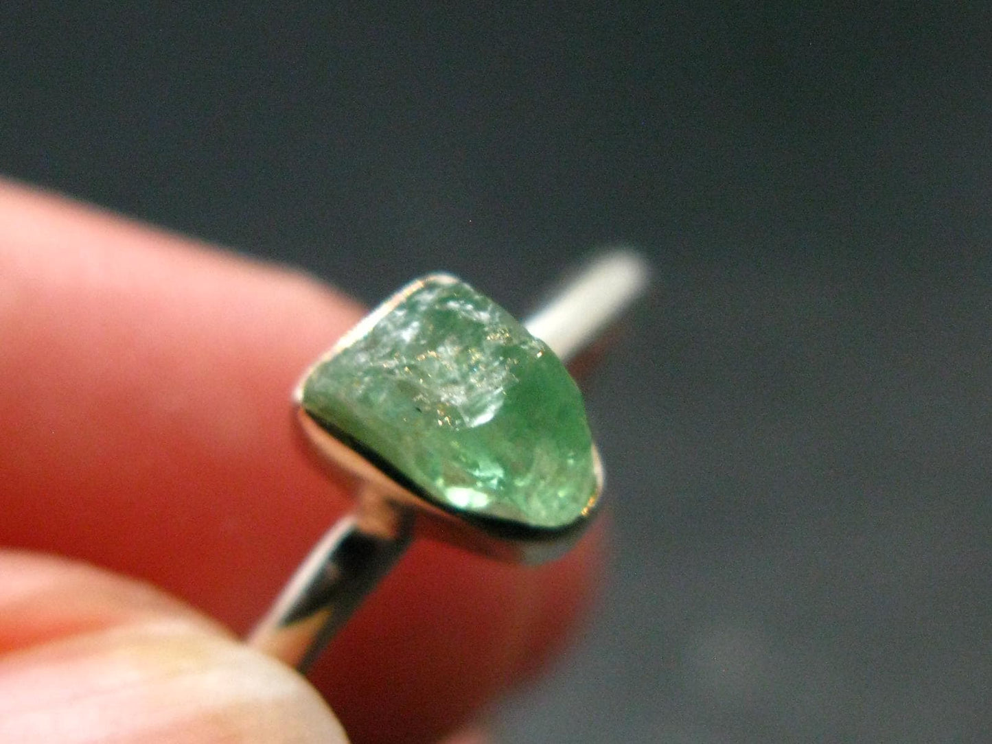 Gem Green Kornerupine Silver Ring From Tanzania - 1.94 Grams - size 7