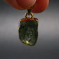 Moldavite Tektite Gold Plated Silver Pendant from Czech Republic - 1.1" - 2.0 Grams