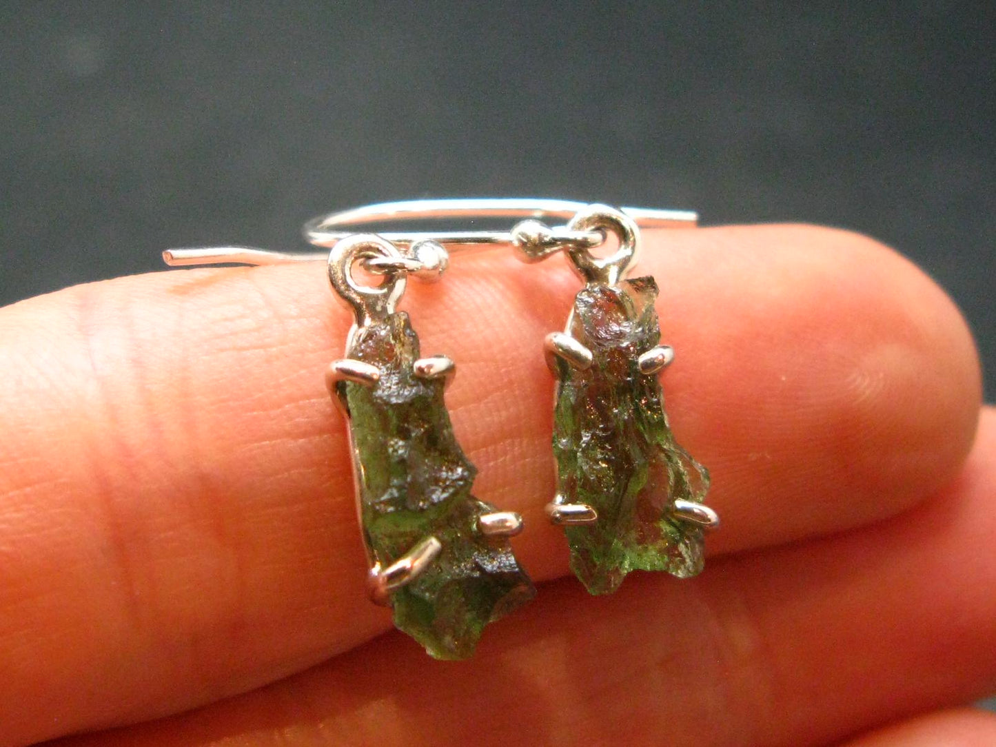 Moldavite Tektite Silver Earrings from Czech Republic - 1.84 Grams