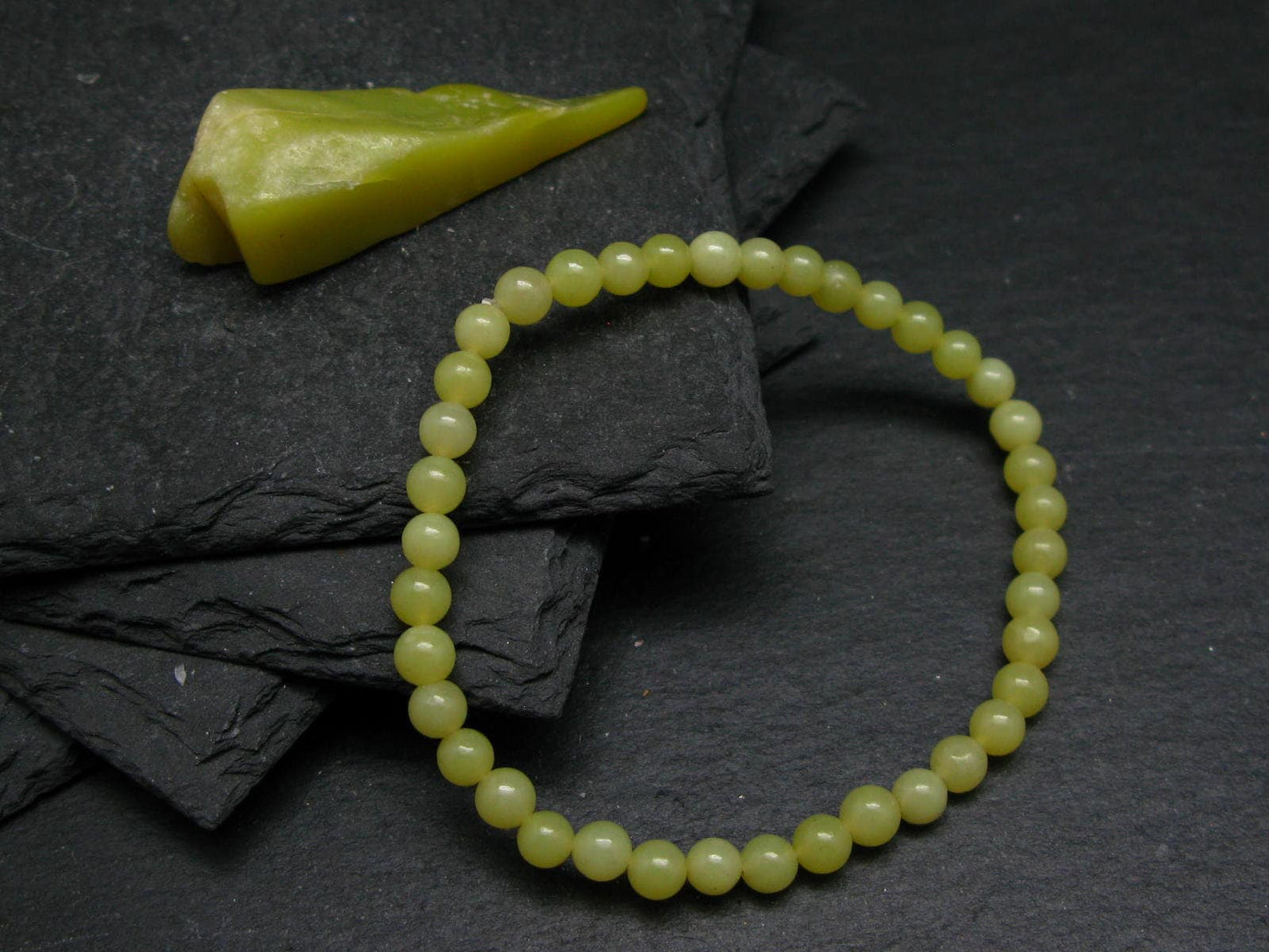 Healerite Serpentine Genuine Bracelet ~ 6.5 Inches ~ 4mm Round Beads