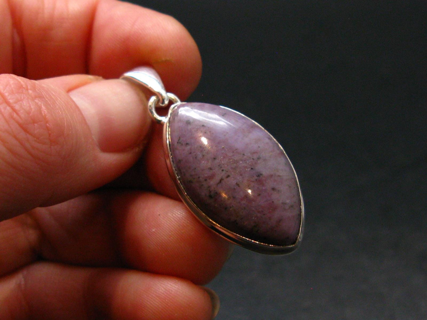 Purple Jade Silver Plated Pendant From Turkey - 1.5" - 6.58 Grams