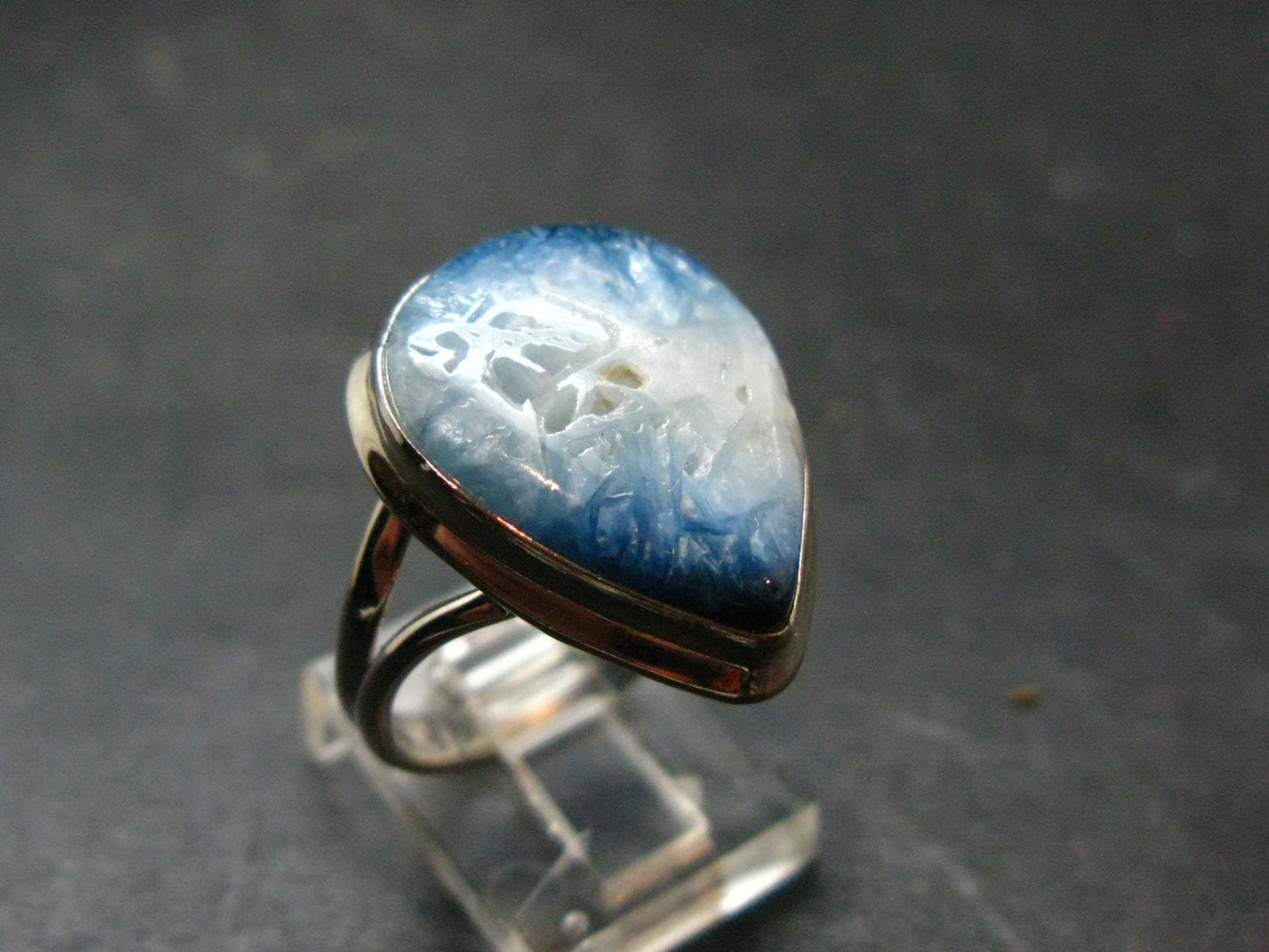 Blue Ice Glacierite Silver Ring from Indonesia - Size 9- 7.87 Grams