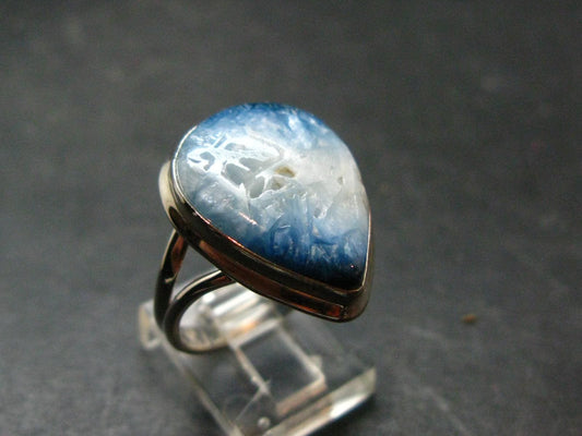 Blue Ice Glacierite Silver Ring from Indonesia - Size 9- 7.87 Grams