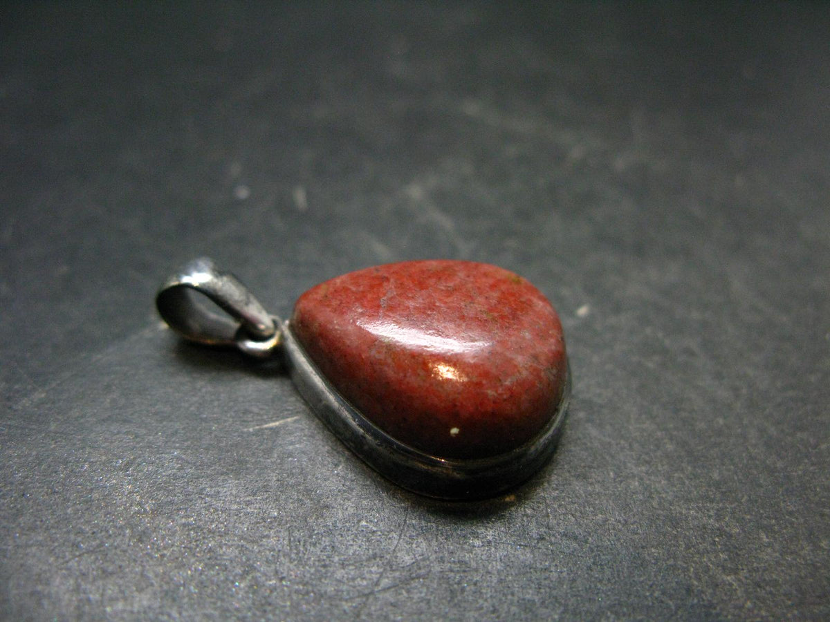 Thulite Silver Plated Pendant From Norway - 1.3" - 6.49 Grams