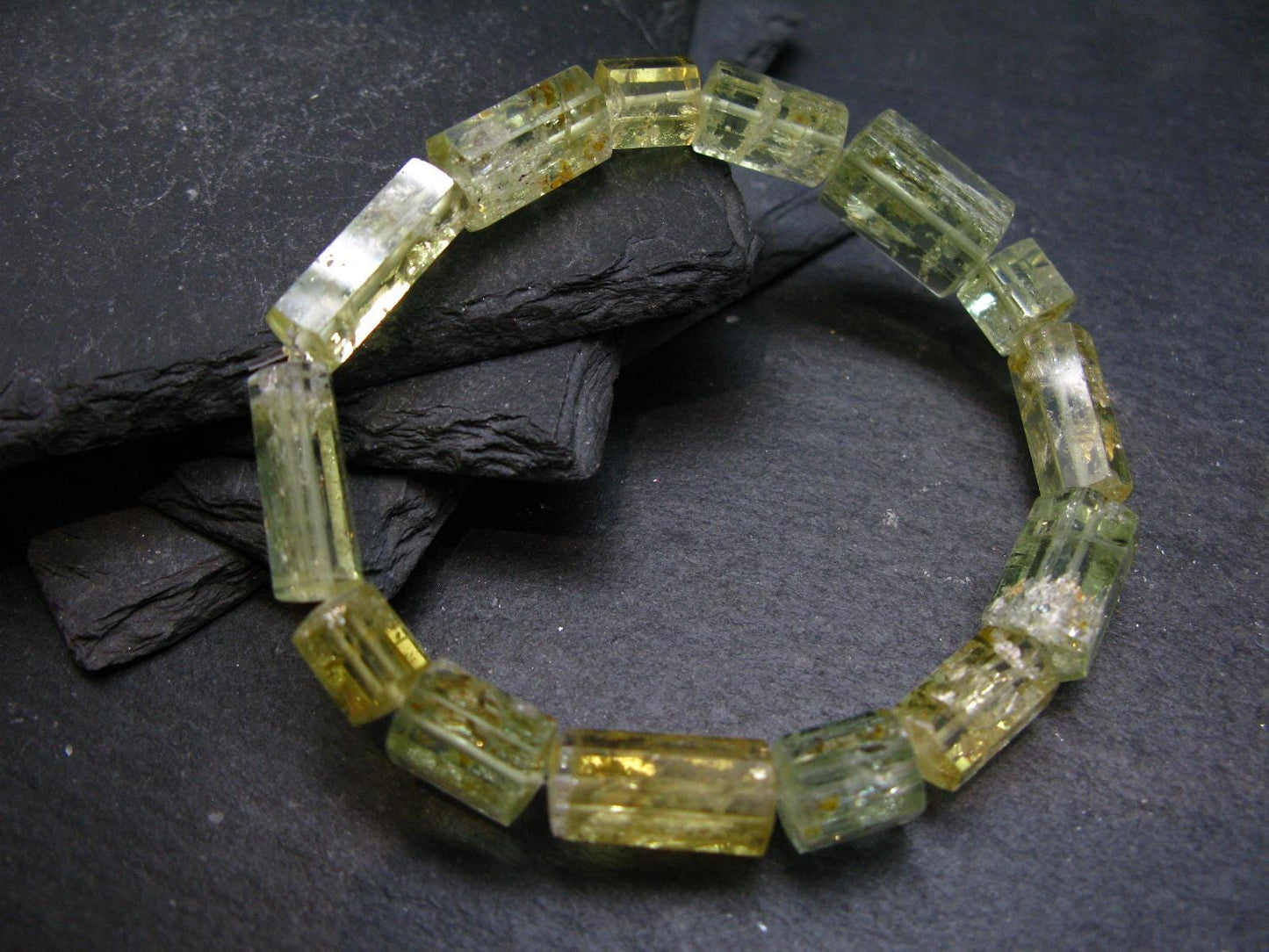 Heliodor Golden Beryl Genuine Bracelet ~ 7 Inches ~ 12mm Facetted Beads