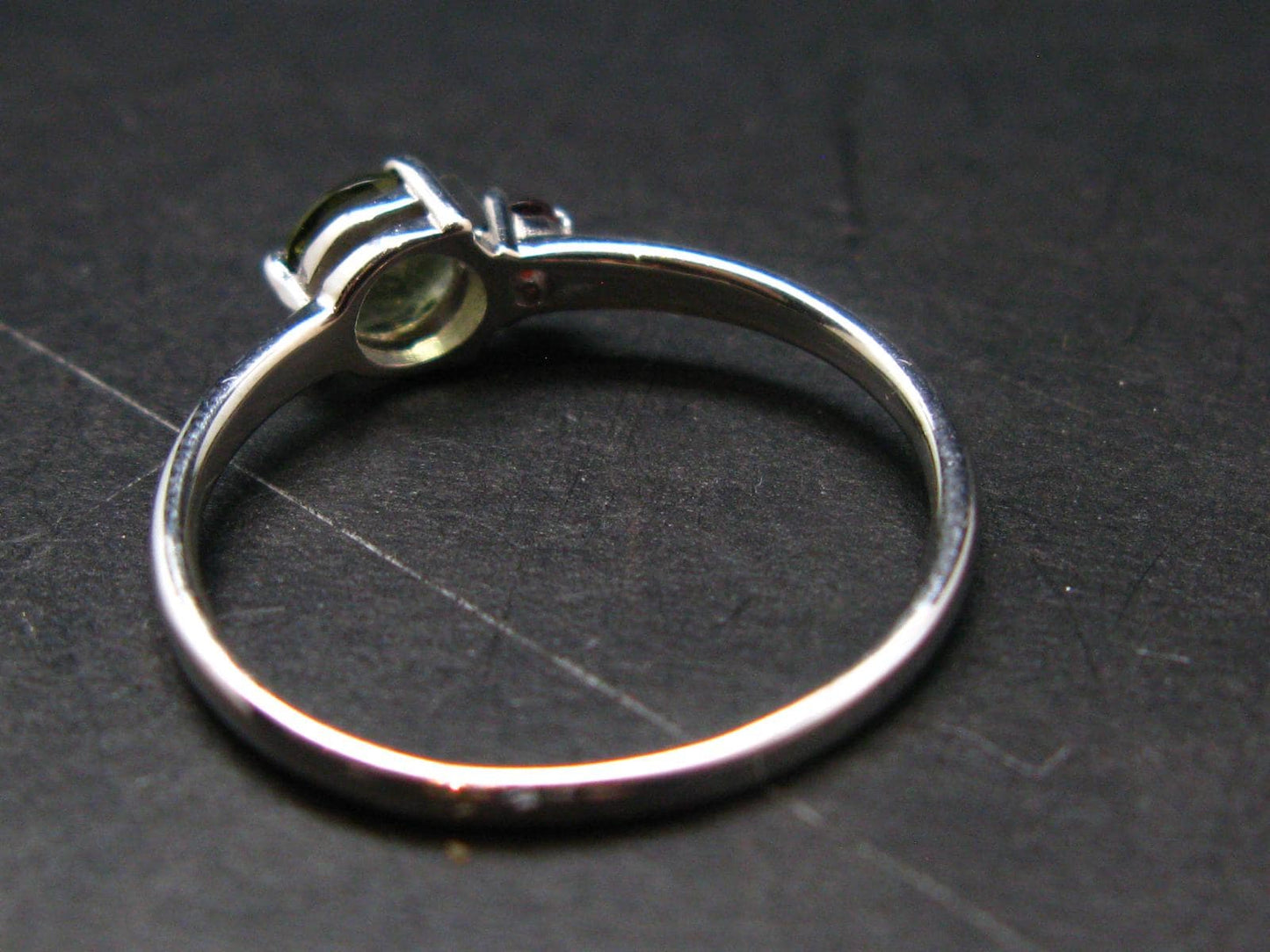 Moldavite Tektite Silver Ring from Czech Republic - Size 8.75 - 1.51 Grams