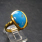 Genuine Turquoise Sterling Silver Gold Plated Ring Adjustable Size 10.25 - 5.55 Grams