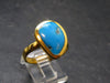 Genuine Turquoise Sterling Silver Gold Plated Ring Adjustable Size 10.25 - 5.55 Grams