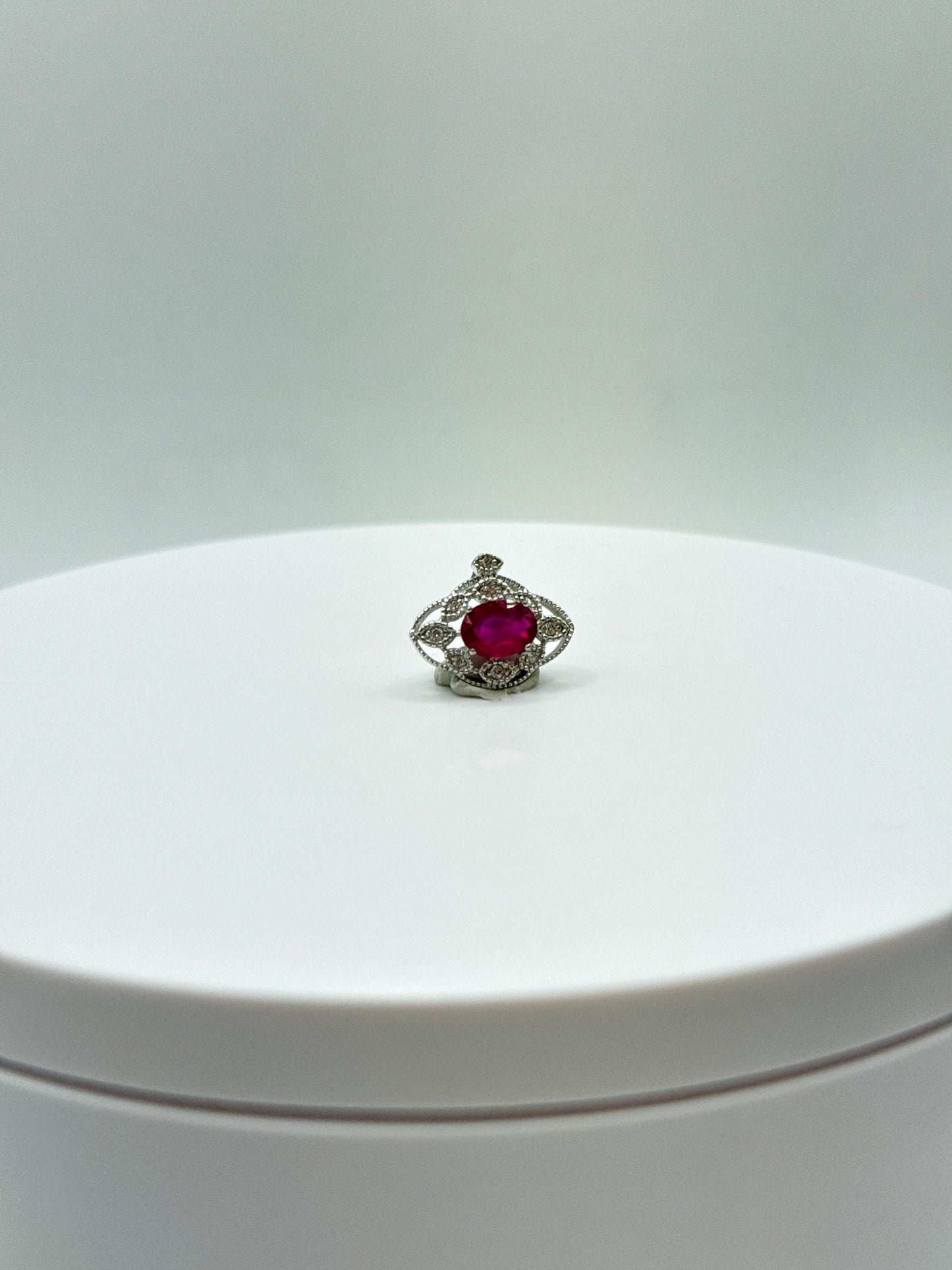 Ruby Flower Pendant | Sterling Silver, Cubic Zirconia, July Birthstone