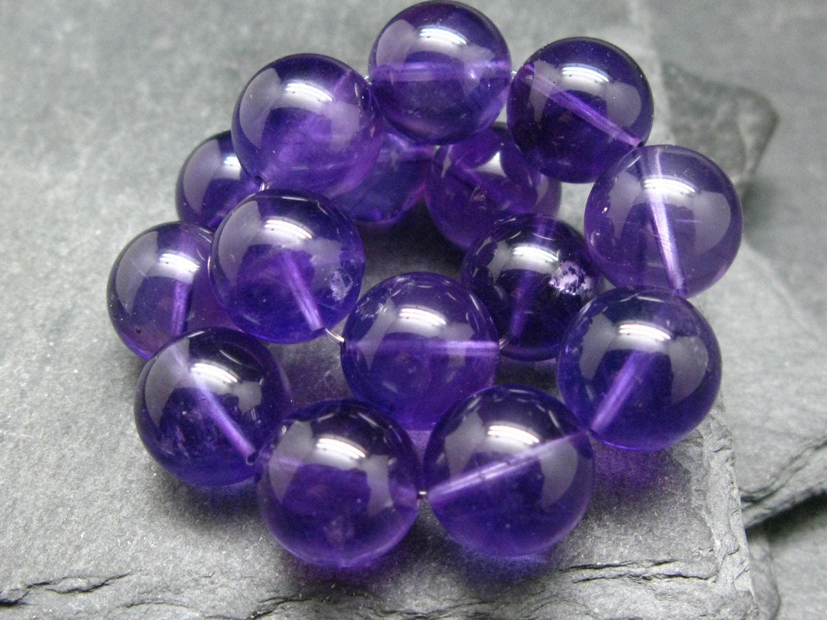AAA Grade Amethyst Gem Genuine Bracelet ~ 7 Inches ~ 12mm Round Beads