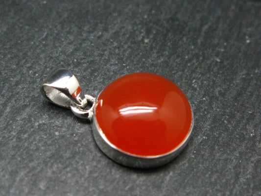 Gem from A Poem by Goethe!! Orange - Red Oval Shape Carnelian Sterling Silver Pendant - 1.0" - 5.05 Grams