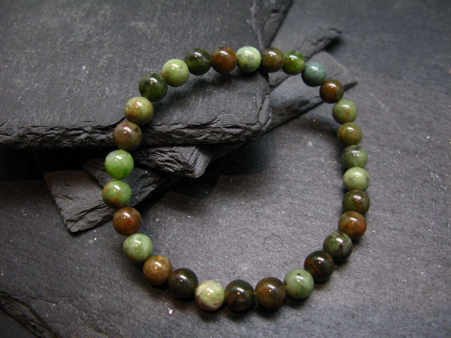 Green Opal Genuine Bracelet ~ 7 Inches ~ 6mm Round Beads