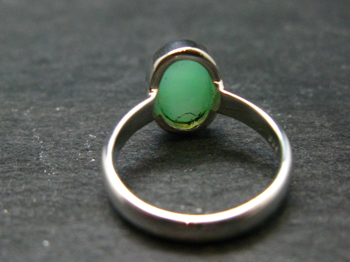 Natural Apple Green Chrysoprase 925 Sterling Silver Ring From Australia - 2.72 Grams - Size 5
