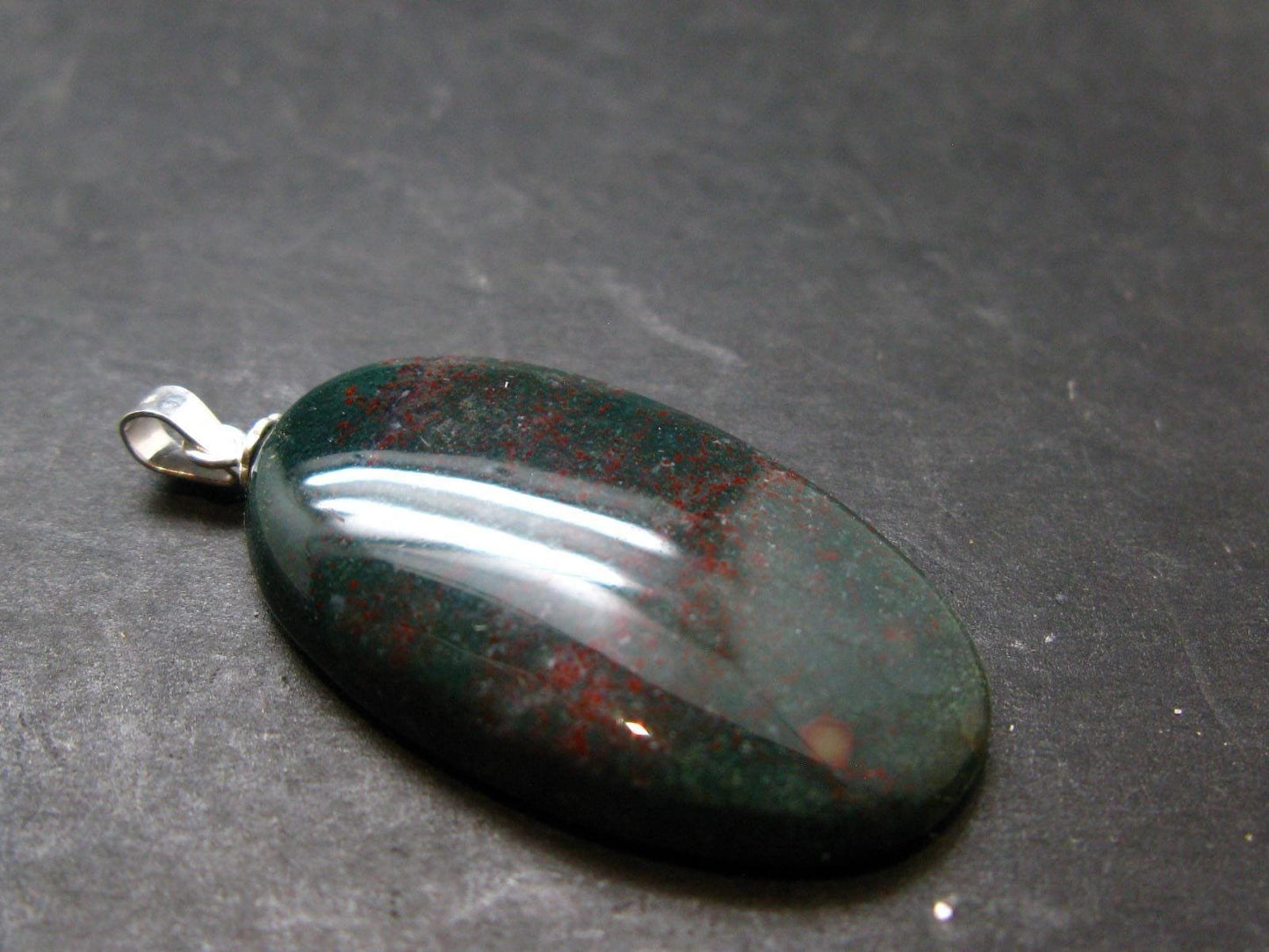 Bloodstone Silver Pendant From India - 1.5" - 6.0 Grams