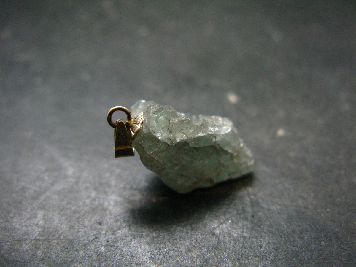 Extremely Rare Raw Gem Green Kornerupine Silver Pendant Crystal From Tanzania - 3.0 Grams - 1.0"