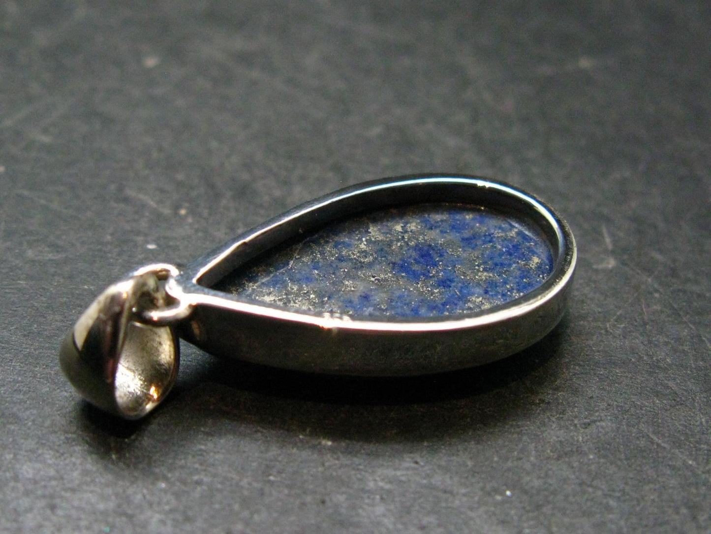 Lapis Lazuli Silver Pendant From Afghanistan - 1.5" - 6.56 Grams