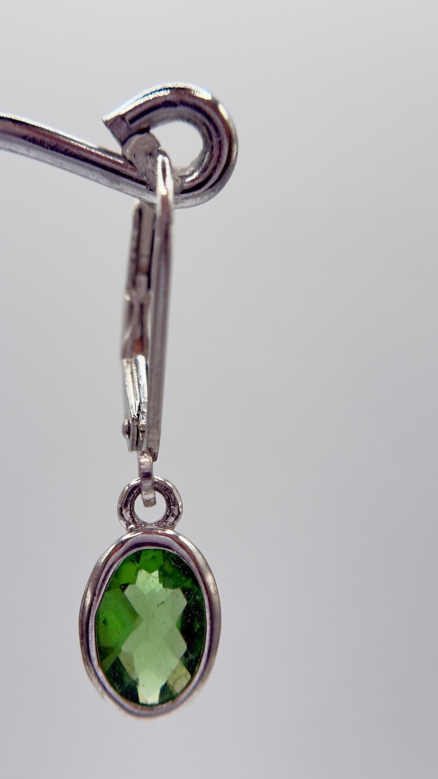 Green Helenite Drop Earrings in Sterling Silver – Oval Gemstone Dangles