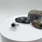 Blue Sapphire Halo Ring: Sterling Silver September Birthstone - Size 7