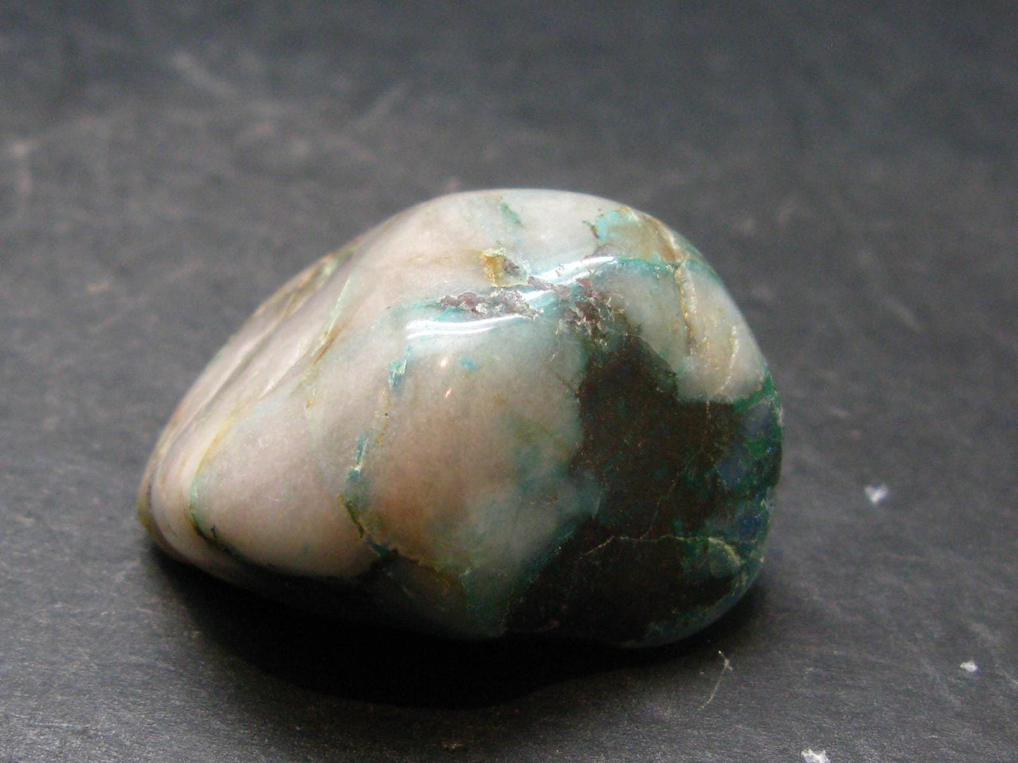 Quantum Quattro Tumbled Malachite Dioptase Shattuckite Chrysocola Stone - 1.4" - 27.86 Grams