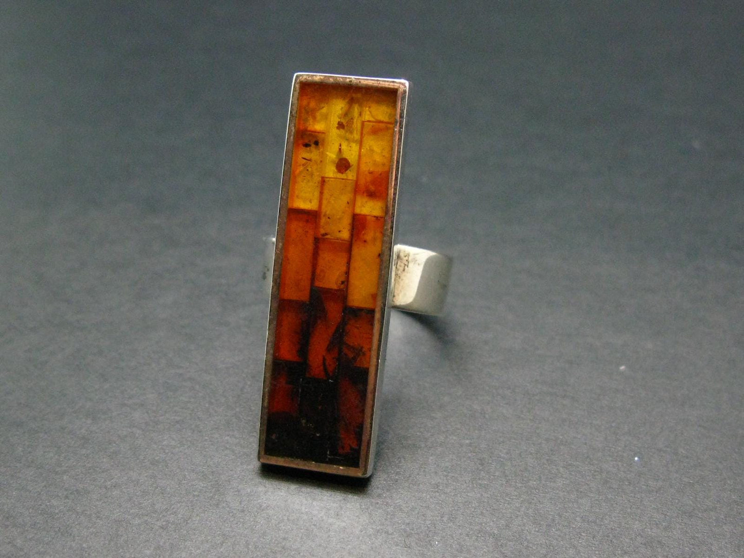Natural Baltic Amber 925 Silver Ring - Size Adjustable