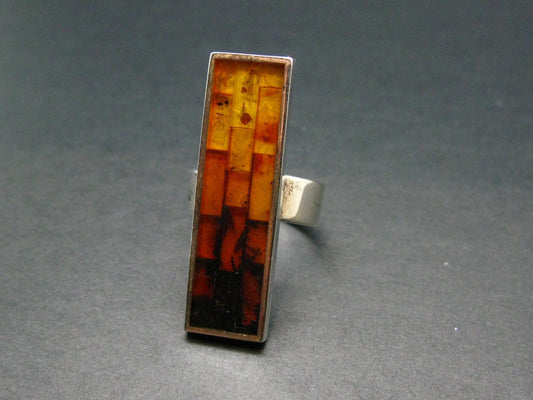 Natural Baltic Amber 925 Silver Ring - Size Adjustable