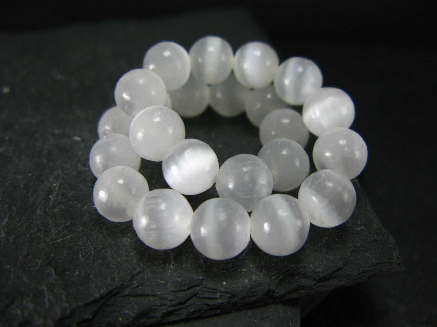 Selenite Genuine Bracelet ~ 7 Inches ~ 8mm Round Beads