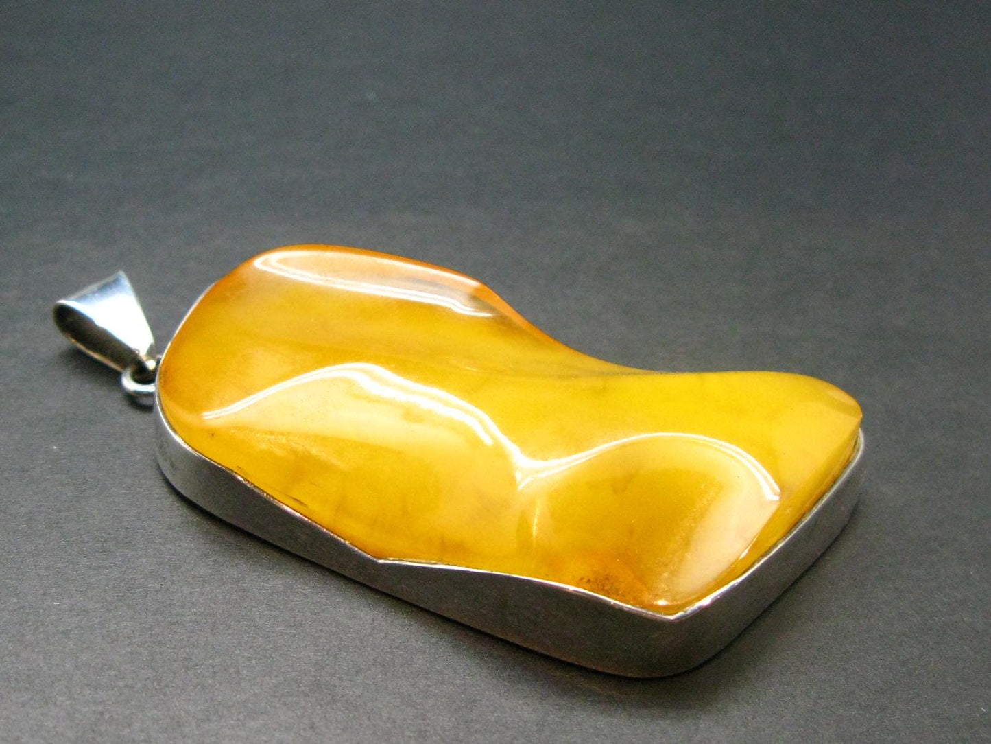 Natural Baltic Amber 925 Silver Pendant - 3.1"