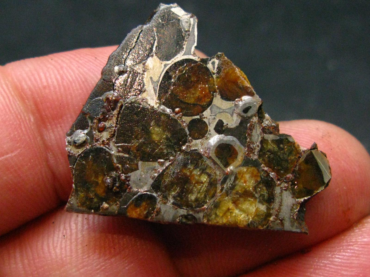 Large Sericho Meteorite Pallasite Olivine Slice From Kenya - 1.5" - 4.48 Grams